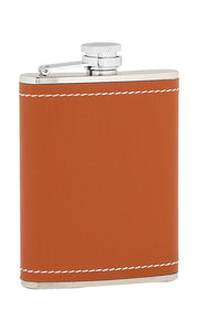 6oz Tan Leather Hip Flask With Captive Top